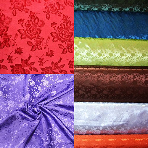 Amazon.com: White Satin Floral Jacquard Fabric 58 inches